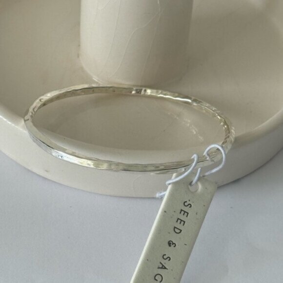 Seed & Sage ATI 925 Sterling Silver Bangle Hammered Bracelet Mexico D-2 3/4\